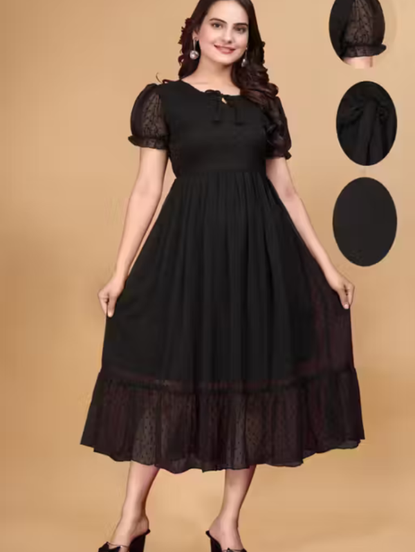 Women Fit and Flare Black Maxi/Full Length Dress