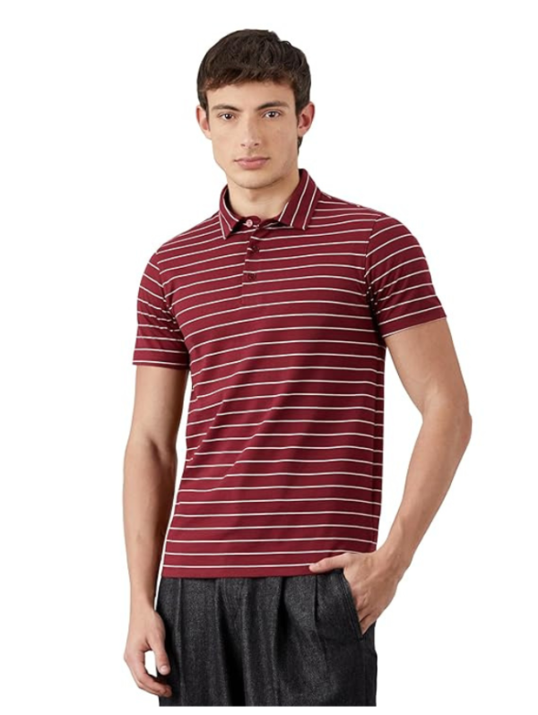 Men Colorblock Polo Neck Cotton Blend Grey T-Shirt