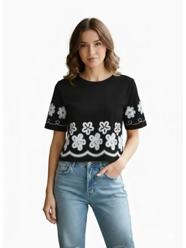 Women Floral Print Round Neck Pure Cotton Purple T-Shirt