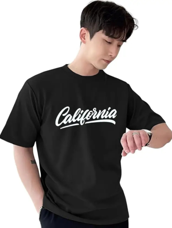 Men Printed Round Neck Cotton Blend Black T-Shirt