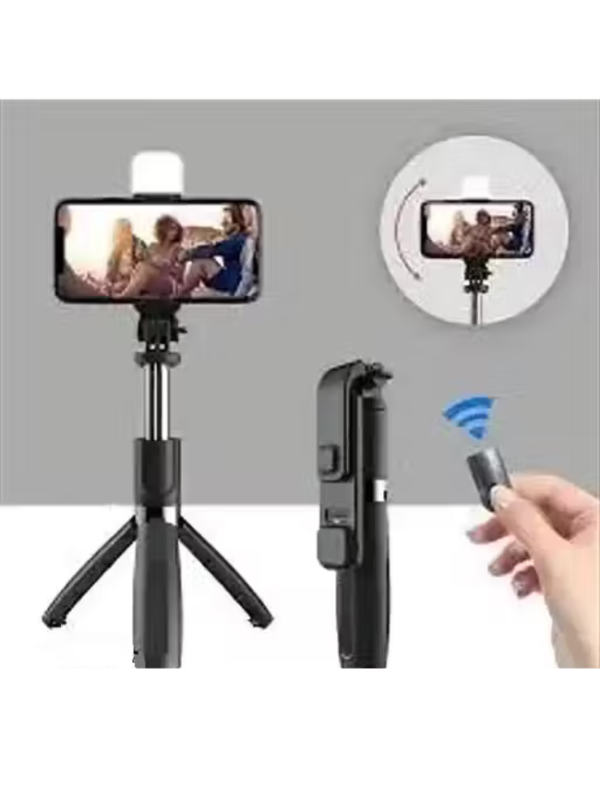Earphonix Selfie Stick,Handy Tripod with Detachable Wireless Remote&Mini Tripod(black)