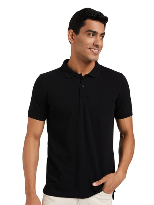 Men Solid Polo Neck Polyester Yellow T-Shirt