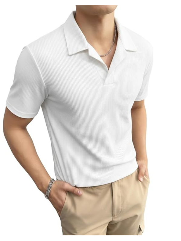 madfrog Men’s Solid Polo Neck Half Sleeve T-Shirt – Soft & Breathable Cotton Blend, Regular Fit Comfortable Casual Top for Office