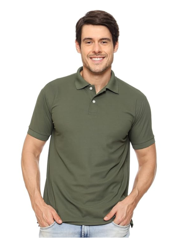 TQH Men Solid Polo Neck Black T-Shirt