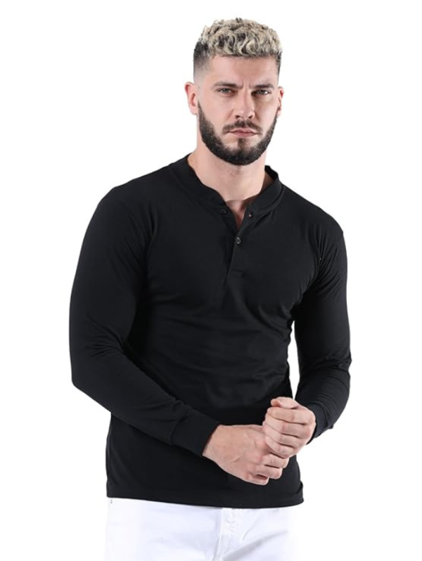 fanideaz Mens Premium High Neck Henley T Shirts for Men Branded Full Sleeve Shirt for Men in Pure Cotton Casual & Formal Wear