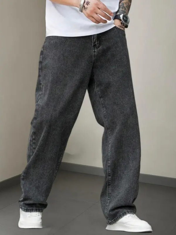 Men Loose Fit Mid Rise Grey Jeans