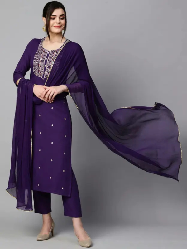 Women Cotton Rayon Kurta Pant Dupatta Set