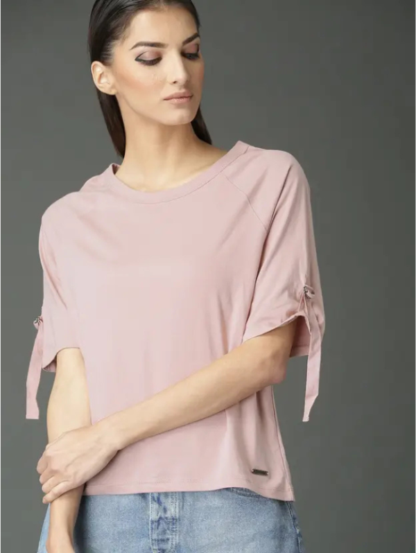 Casual Regular Sleeves Solid Women Pink Top