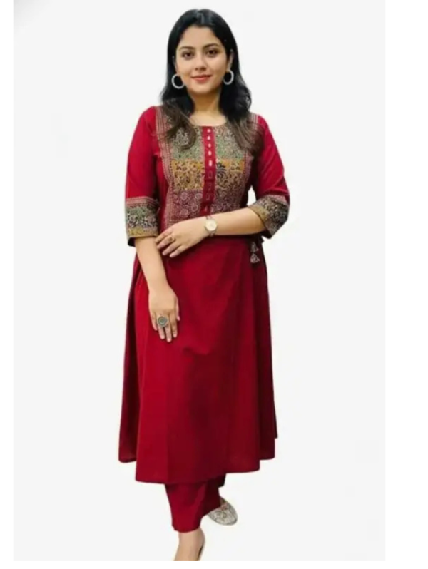 Women Viscose Rayon Kurti Pant Set