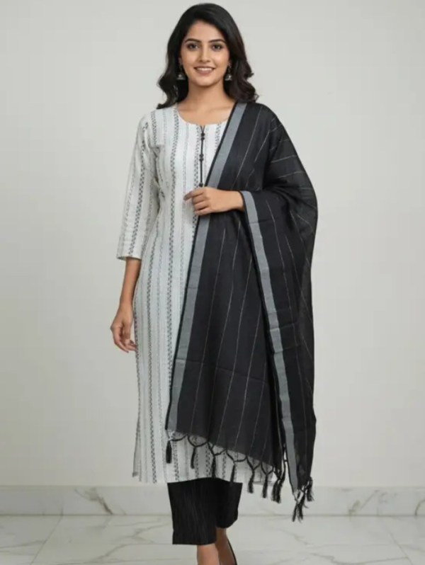 Orchid Fashion Solid Kurta, Trouser/Pant & Dupatta Set