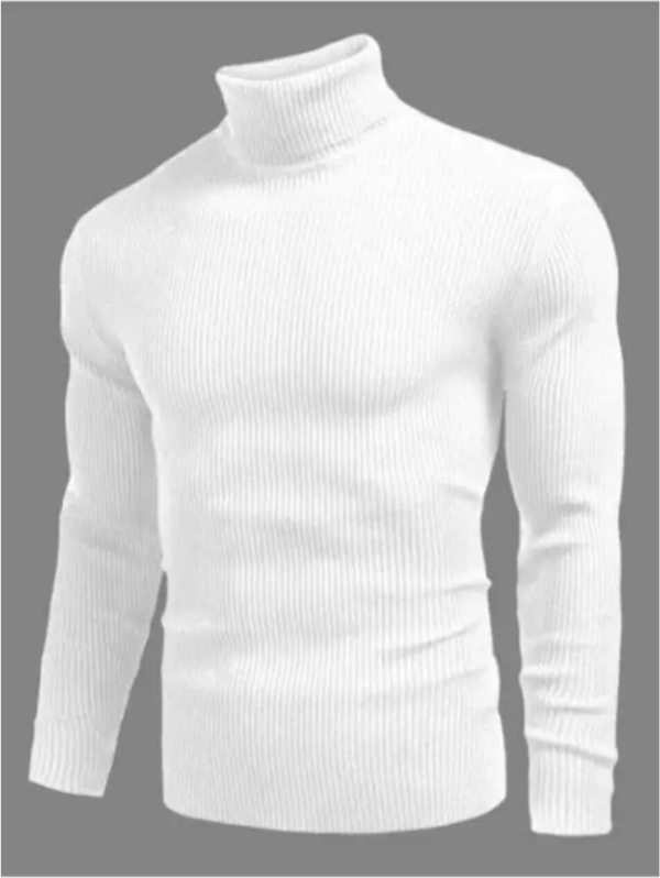 Men Striped High Neck Wool Blend White T-Shirt Special price