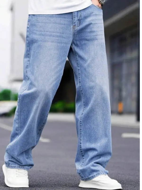 Men Relaxed Fit Mid Rise Blue Jeans