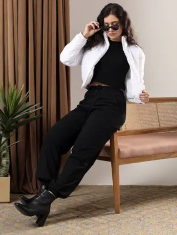 Women Solid Puffer Jacket