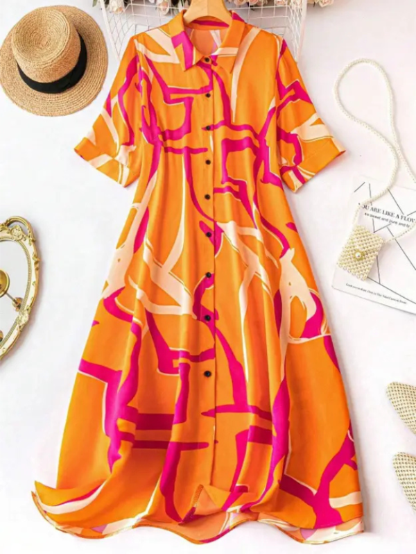 Women A-line Orange Midi/Calf Length Dress