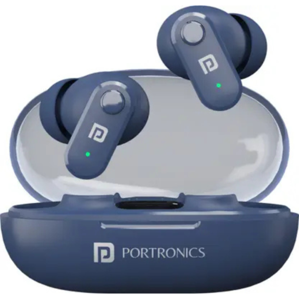 Portronics Twins S16 in Ear Earbuds With Mic,24H Playtime,GameMode,Clear Calls Bluetooth (Blue, In the Ear)