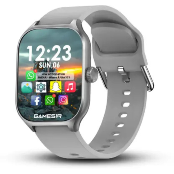 GameSir H9 Grey Smartwatch with Bluetooth, Fitness & Heart Rate Tracking Smartwatch (Grey-1 Strap, Free Size)
