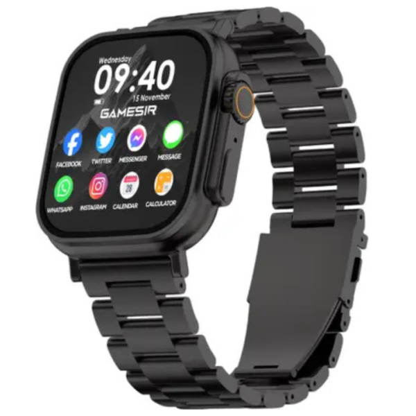 GameSir Black T800 Ultra Smartwatch Stainless Steel, BT Calling, Fitness & Music Smartwatch (Black Metal Strap, Regular Size)