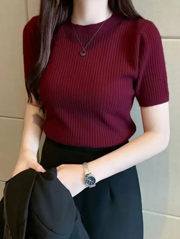 Casual Regular Sleeves Solid Women Maroon Top