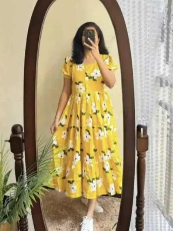 Women Gown Yellow Midi/Calf Length Dress