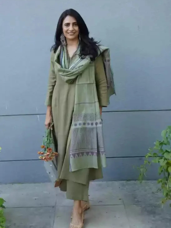 Women Cotton Rayon Kurta Palazzo Dupatta Set