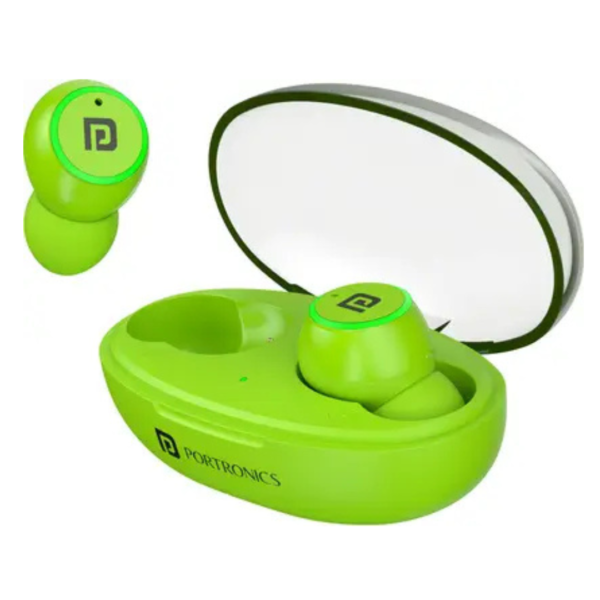 Portronics Harmonics Twins S13 in Ear Earbuds With Mic,24H Playtime,Game/Music Mode,BT5.3v Bluetooth Gaming (Green, In the Ear)