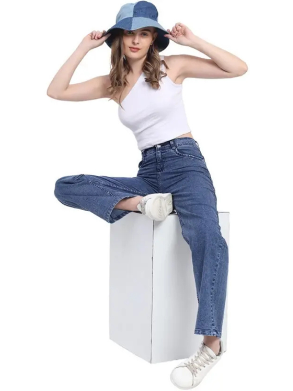 Women Boyfriend High Rise Blue Jeans