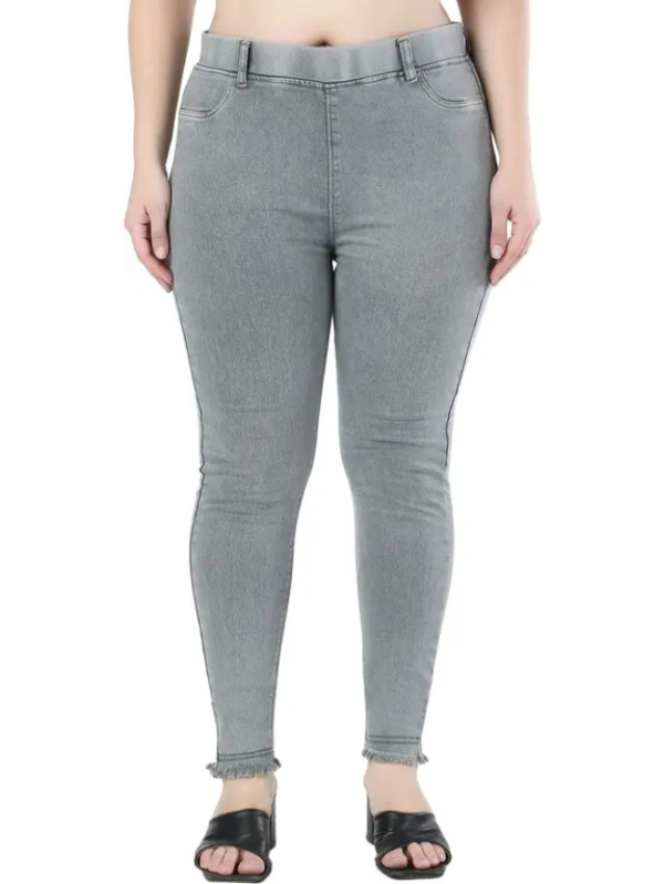 Women Slim Mid Rise Grey Jeans