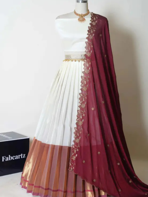 Self Design Semi Stitched Lehenga Choli (Maroon)