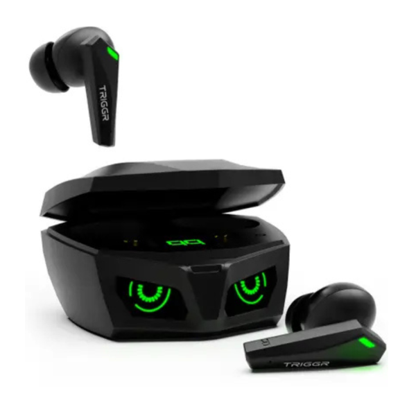 TRIGGR Kraken X1 with Battery Display, 40ms Latency, Quad Mic ENC, 40 Hr, v5.3 Bluetooth (Black, True Wireless)