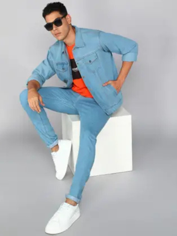 Men Solid Denim Jacket