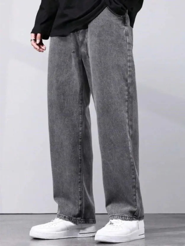 Men Loose Fit Mid Rise Grey Jeans