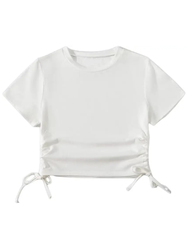 Casual Regular Sleeves Solid Women White Top