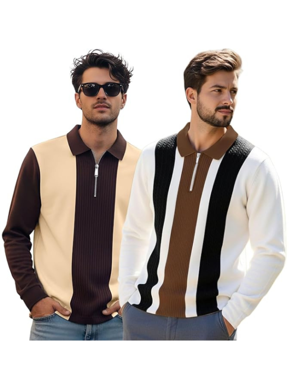 Pack of 2 Men Colorblock Zip Neck Polycotton Multicolor T-Shirt